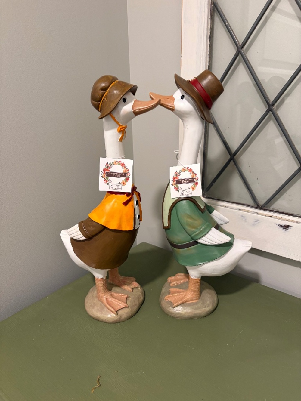Gardeners Eden Harvest Duck Decor Pilgrim Thanksgiving Fall couple set NWT porch